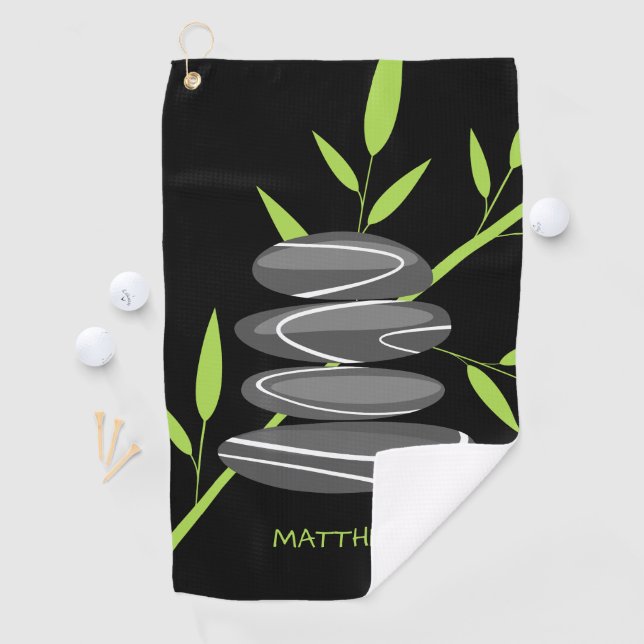 Zen Golfhandtuch mit Design aus gestapelten Kiesel (Insitu)