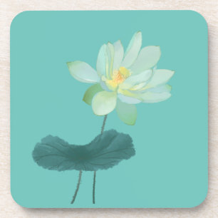 Zen Green Lotus Flower Asian Inspired Getränkeuntersetzer