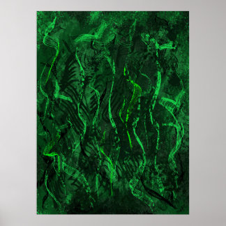 Zen Green Tunes Calming Abstract Wall Art Poster