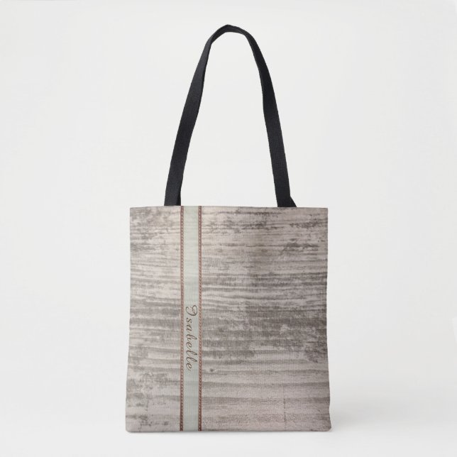 Zen-Holz-Design individuelle Name Streifen blau Tasche (Vorderseite)