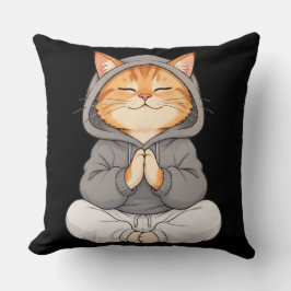 Zen-Katze im Hoodie – Süße meditierende Cartoon-Ka Kissen