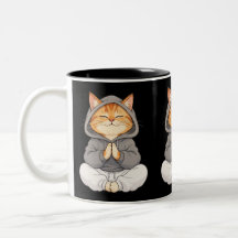Zen-Katze im Hoodie – Süße meditierende Cartoon-Ka