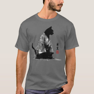 Zen-Katze in Kimono-Tusche-Kunst Mädchen Mädchen T-Shirt