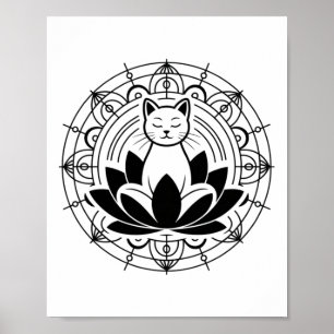 Zen Katze Lotusblume Yoga Achtsamkeit Meditation T Poster