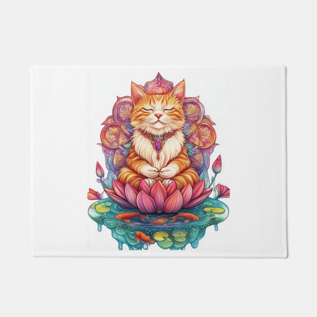 Zen Katzen Vibes � meditierende Katze psychedelisc Fußmatte (Vorderseite)