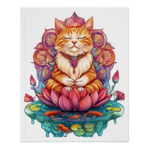 Zen Katzen Vibes � meditierende Katze psychedelisc Poster
