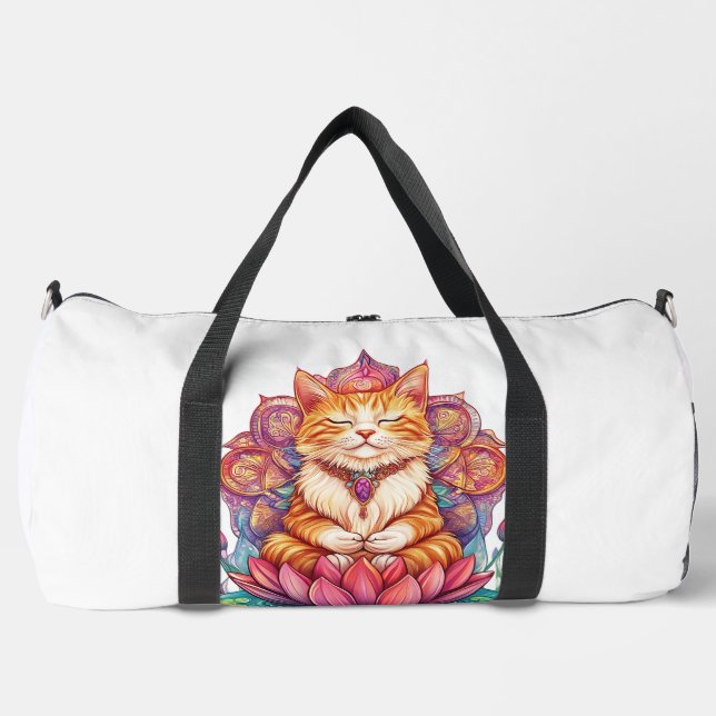 Zen-Katzen-Vibes � meditierende Kitty psychedelisc Duffle Bag (Vorderseite)