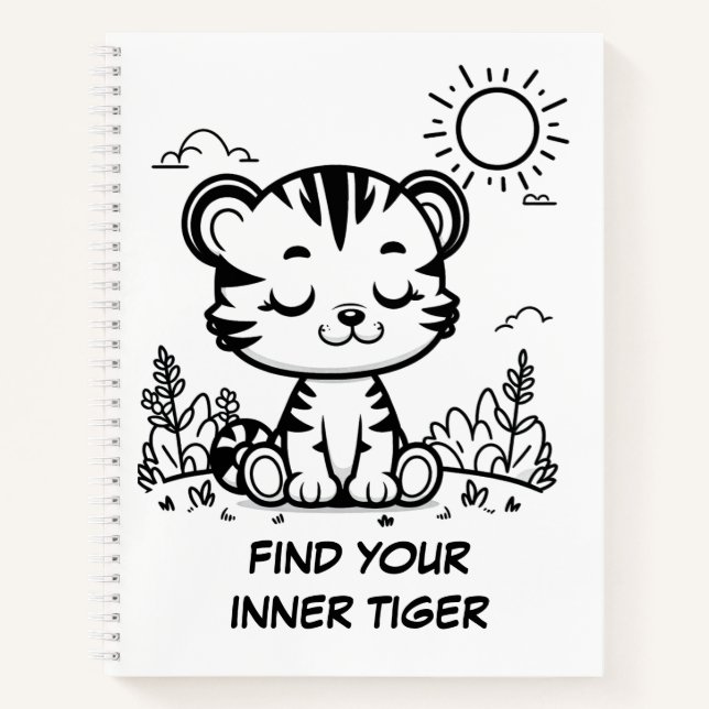 Zen Kawaii Tiger Notebook Niedlich Mindfullness Jo Notizbuch (Vorderseite)