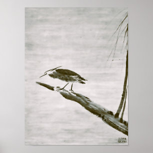 Zen-Klassiker - Sesshu - Reiher und Weide Poster