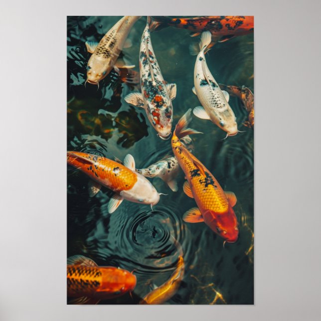 Zen-Koi-Fischplakat: 31 9 2 Koi-Fische schwimmen Poster (Vorne)