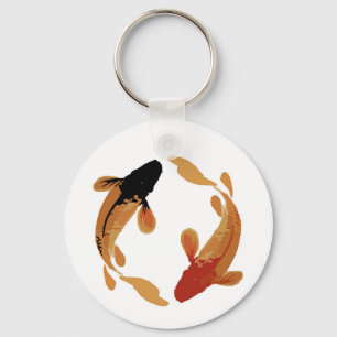 Zen Koi Fish White Simple Minimalistisch Schlüssel Schlüsselanhänger