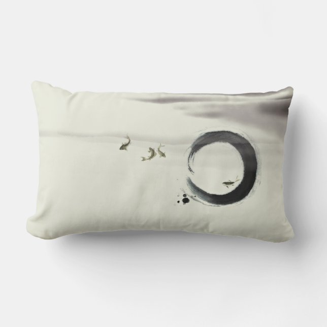 Zen-Kreis Enso Koi Bürsten-Malerei-Kunst Lendenkissen (Vorderseite)