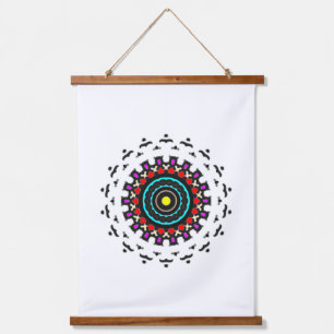 Zen-Kreis-Mandala Wandteppich Mit Holzrahmen