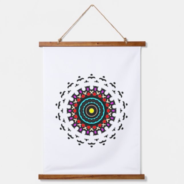 Zen-Kreis-Mandala Wandteppich Mit Holzrahmen (Vorderseite)