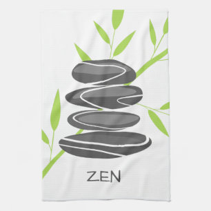 Zen-Küchenhandtuch mit Kieselsteinen Stapelkunst Küchentuch