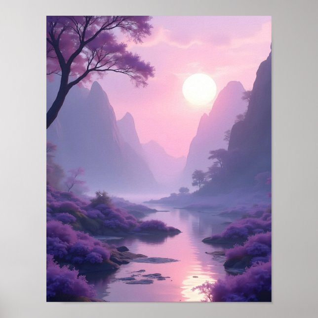Zen-Landschaft in Lavendel beruhigend Poster (Vorne)