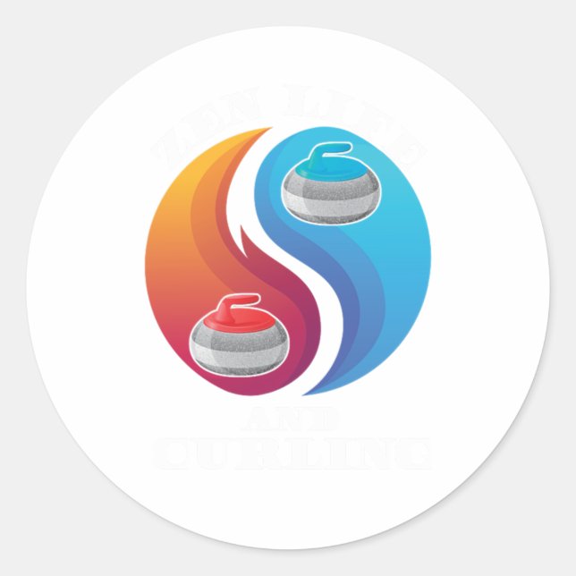Zen Life and Curling Ice Sports Gift Runder Aufkleber (Vorderseite)