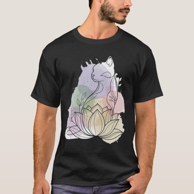Zen Lotus Cat T-Shirt (Vorderseite)