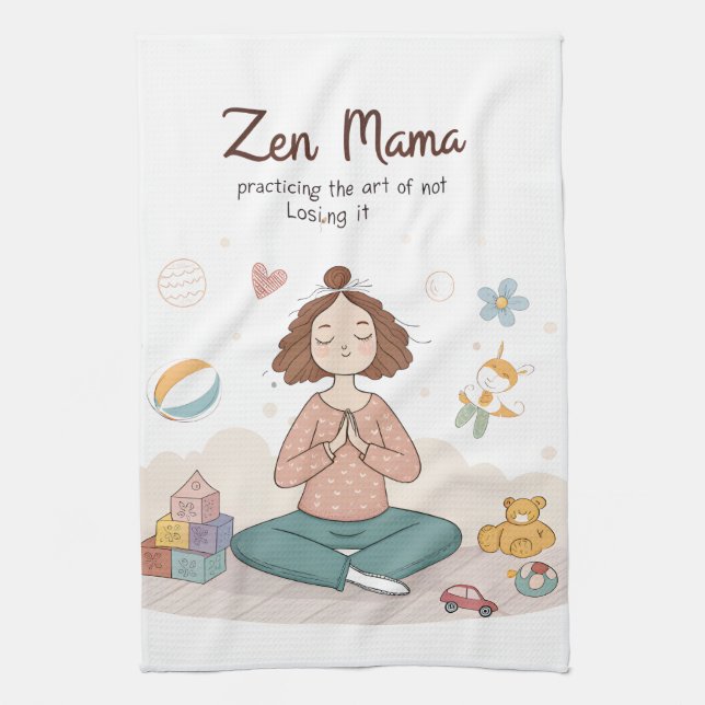 Zen Mama Ruhige Mutterschaft Kunst Geschirrtuch (Vertikal)