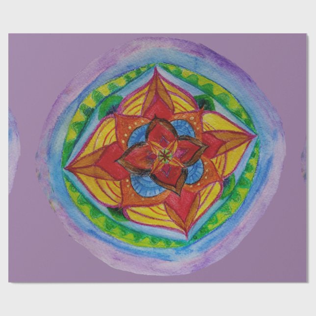 Zen Mandala Matte Wrapping Paper, 30" x 6' Geschenkpapier (Flach)