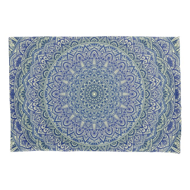 Zen-Marine und gelbe Mandala Kissenbezug (Vorderseite)
