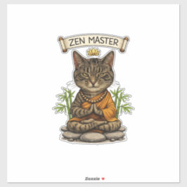 Zen Master Cat Funny Chill Gray Tabby Cat Gift  Aufkleber