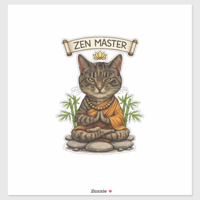 Zen Master Cat Funny Chill Gray Tabby Cat Gift  Aufkleber (Blatt)