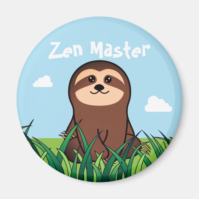 "Zen Master" kawaii Sloth Magnet (Vorne)