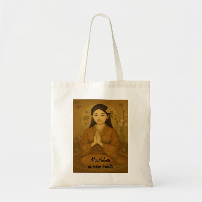 Zen Meditation Kunst Mindfulness Yoga Braun Custom Tragetasche (Vorne)