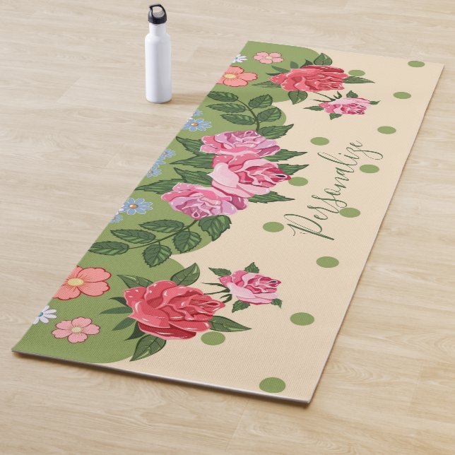 Zen Meditation Rose Garten Rot Rosa Grün Yogamatte (Beispiel)