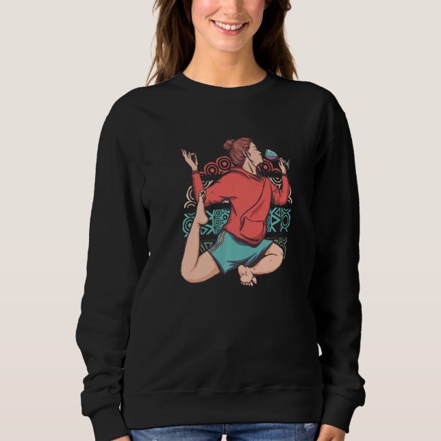 Zen Meditation Yoga Eka Pada Rajakapotasana Wine O Sweatshirt (Vorderseite)