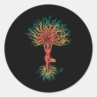 Zen Meditation Yoga Life Tree Omm Geschenk Runder Aufkleber