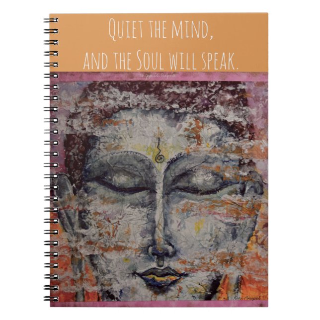 Zen-Meditations-Buddha-Kunst-gewundenes Notizbuch Notizblock (Vorderseite)