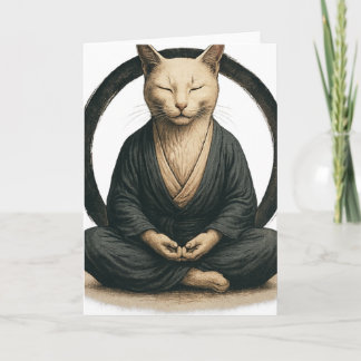 Zen meditierende Katze – Enso-Kreis achtsame Yoga- Karte