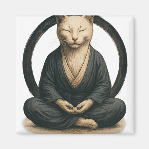 Zen meditierende Katze – Enso-Kreis achtsame Yoga- Magnet