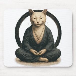Zen meditierende Katze – Enso-Kreis achtsame Yoga- Mousepad