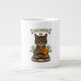 Zen-Meister-Katze Lustige Chill Graue Tabby-Katze  Jumbo-Tasse