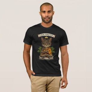 Zen-Meister-Katze Lustige chillige graue getigerte T-Shirt