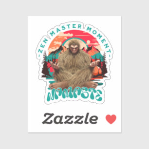 Zen-Meister-Moment Bigfoot-Meditation Retro-Art Aufkleber