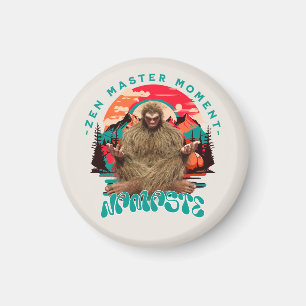 Zen-Meister-Moment Bigfoot-Meditation Retro-Art Magnet