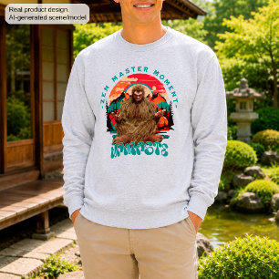 Zen-Meister-Moment Bigfoot-Meditation Retro-Art Sweatshirt