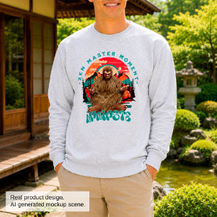 Zen-Meister-Moment Bigfoot-Meditation Retro-Art Sweatshirt