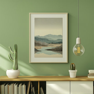 Zen Misty Mountain Landscape Leinwanddruck