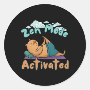 Zen-Modus aktiviert Capyra Fitness Wellness Yoga R Runder Aufkleber