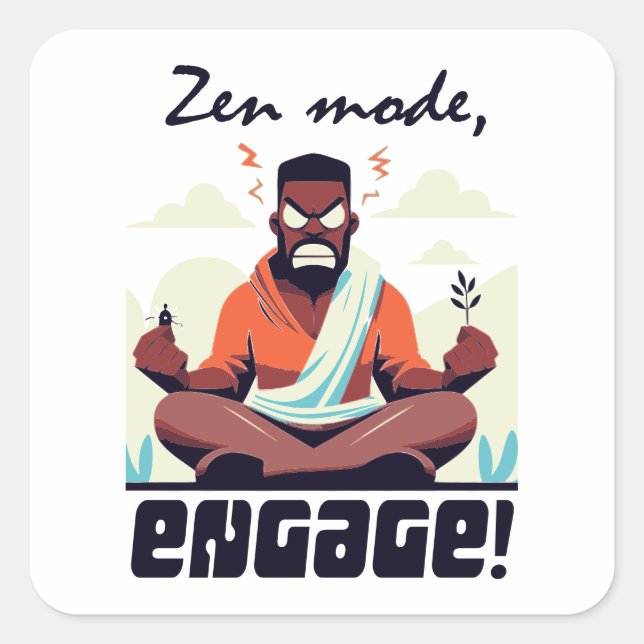 Zen-Modus, Engage! ⚡ Erwachsene ist ein Glitch Quadratischer Aufkleber (Vorderseite)
