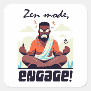Zen-Modus, Engage! ⚡ Erwachsene ist ein Glitch Quadratischer Aufkleber