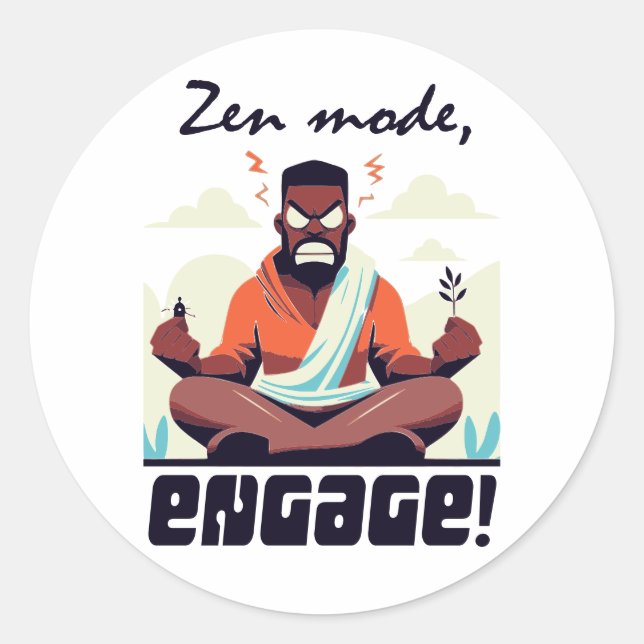 Zen-Modus, Engage! ⚡ Erwachsene ist ein Glitch Runder Aufkleber (Vorderseite)