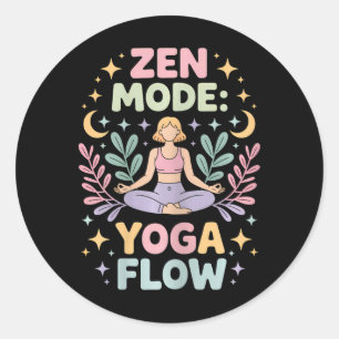Zen-Modus-Yoga-Flow-Retro-Meditations-Outfit für F Runder Aufkleber