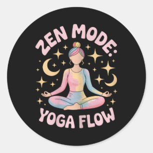 Zen-Modus-Yoga-Fluss Farbige Meditation Retro-Outf Runder Aufkleber