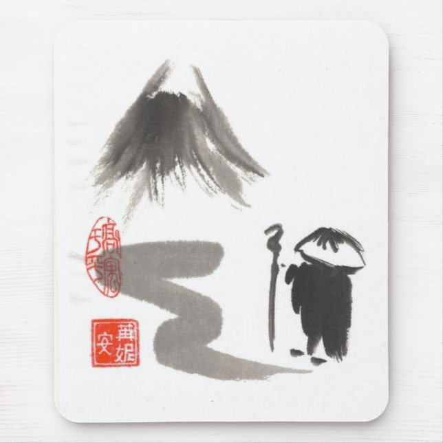 Zen-Mönch auf Reise Mousepad (Vorne)